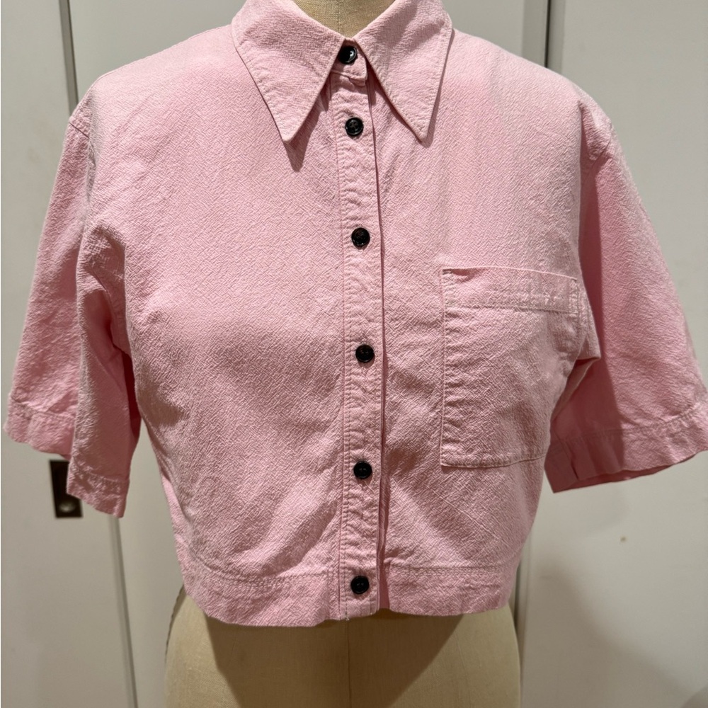 Cropped Pink Button-Up Shirt